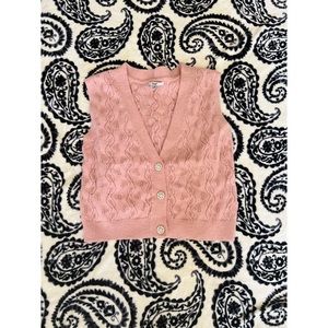 Papaya pink vest with embellished buttons